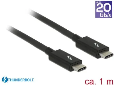 Delock Thunderbolt priključni kabel Thunderbolt™ (USB-C®) vtič\, Thunderbolt™ (USB-C®) vtič 1.00 m črna 84845  Thunderbolt™ kabel