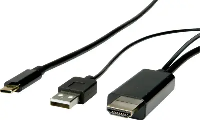 Roline USB-C® / HDMI adapterski kabel USB-C® vtič\, HDMI-A  vtič 1.00 m črna 11.04.5955  USB-C®-Display kabel