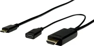 Roline USB-C® / HDMI adapterski kabel USB-C® vtič\, HDMI-A  vtič 1.00 m črna 11.04.5950  USB-C®-Display kabel