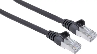 Intellinet 736855 RJ45 omrežni kabel\, Patch kabel CAT 6a S/FTP 10.00 m črna zaščita iz folije\, pletena zaščita\, brez halogena 1 kos
