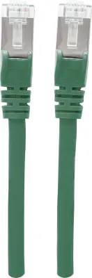 Intellinet 350617 RJ45 omrežni kabel\, Patch kabel CAT 6a S/FTP 1.50 m zelena zaščita iz folije\, pletena zaščita\, brez halogena 1 kos