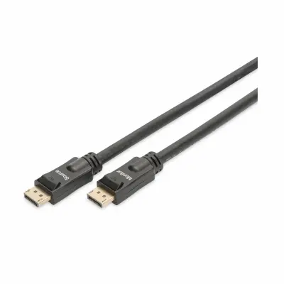 Digitus DisplayPort kabel DisplayPort vtič, DisplayPort vtič 15 m črna AK-340105-150-S zaščiten, skupna zaščita, trojno oklopljen, pozlačeni konektorj