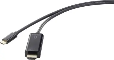 Renkforce USB-C/HDMI adapterski kabel USB-C vtič, HDMI-A vtič 0.5 m črna RF-4531590 4K UHD, dvojno oklopljen USB-C-Display kabel Renkforce USB-C/HDMI