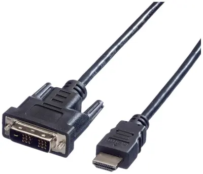 Value DVI / HDMI kabel DVI-D 18+1-polni vtič, HDMI-A vtič 2.00 m črna 11.99.5522 zaščiten, primeren za obojestranski priključek DVI kabel