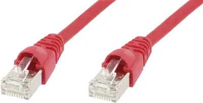 Telegärtner L00004A0056 RJ45 omrežni kabel CAT6a S/FTP 7.5 m rdeča ognjevaren, z zaščitnim zapornim zatičem, ognjevaren, brez halogena, UL-certificira