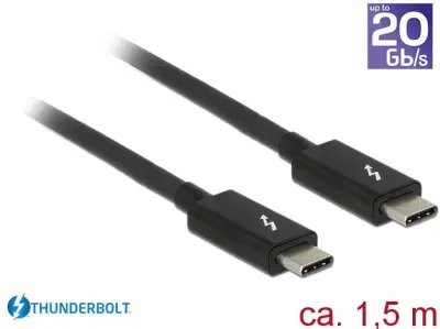 Delock Thunderbolt priključni kabel Thunderbolt™ (USB-C®) vtič\, Thunderbolt™ (USB-C®) vtič 1.50 m črna 84846  Thunderbolt™ kabel