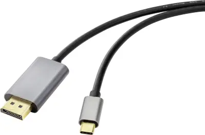 Renkforce USB-C® / DisplayPort adapterski kabel USB-C® vtič\, DisplayPort  vtič 2.00 m črna RF-4600982 8K UHD USB-C®-Display kabel