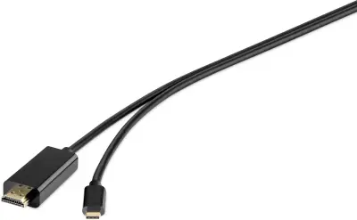 Renkforce USB-C® / HDMI adapterski kabel USB-C® vtič\, HDMI-A  vtič 1.80 m črna RF-4535910  USB-C®-Display kabel