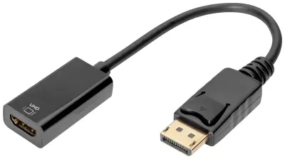 Digitus DisplayPort/HDMI kabel DisplayPort vtič, HDMI-A vtičnica 0.2 m črna DB-340415-002-S dvojno oklopljen, zaščiten DisplayPort kabel