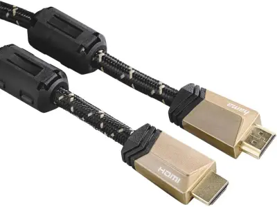 Hama HDMI priključni kabel HDMI-A  vtič\, HDMI-A  vtič 1.50 m črna 00122210 pozlačeni konektorji\, s feritnim jedrom\, avdio povratni kanal HDMI kabel