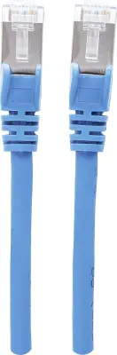 Intellinet 741149 RJ45 omrežni kabel\, Patch kabel CAT 6a S/FTP 15.00 m modra zaščita iz folije\, pletena zaščita\, zaščiten\, brez halogena 1 kos