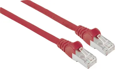 Intellinet 319089 RJ45 omrežni kabel\, Patch kabel CAT 6a S/FTP 1.50 m rdeča zaščita iz folije\, pletena zaščita\, brez halogena 1 kos