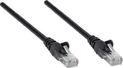 Intellinet 739856 RJ45 omrežni kabel\, Patch kabel CAT 6 S/FTP 1.50 m črna zaščita iz folije\, pletena zaščita\, brez halogena 1 kos