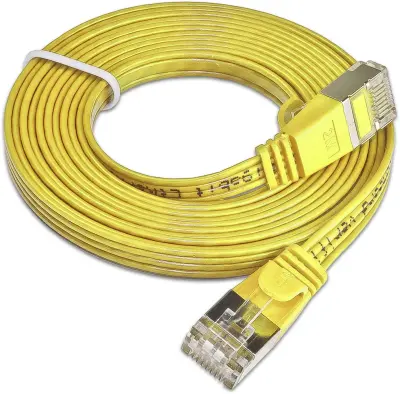 Slim Wirewin PKW-STP-SLIM-KAT6 0.25 GE RJ45 omrežni kabel\, Patch kabel cat 6 U/FTP 0.25 m rumena ploščati 1 kos