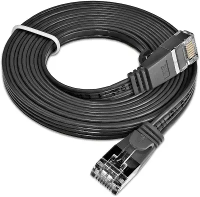 Slim Wirewin PKW-STP-SLIM-KAT6 0.25 SW RJ45 omrežni kabel\, Patch kabel cat 6 U/FTP 25.00 cm črna ploščati 1 kos