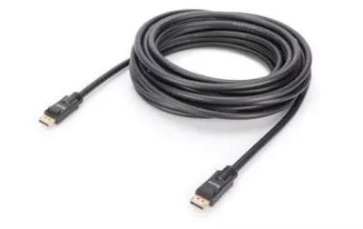 Digitus DisplayPort kabel DisplayPort vtič, DisplayPort vtič 10 m črna AK-340105-100-S zaščiten, skupna zaščita, trojno oklopljen, pozlačeni konektorj