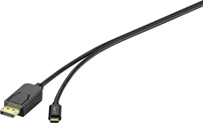 Renkforce USB-C® / DisplayPort adapterski kabel USB-C® vtič\, DisplayPort  vtič 1.80 m črna  RF-4538166 USB-C®-Display kabel
