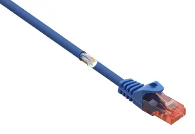 Basetech BT-1719414 RJ45 omrežni kabel\, Patch kabel cat 6 U/UTP 15.00 m modra z zaščitnim zapornim zatičem\, brez halogena 1 kos