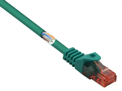 Renkforce RF-5153666 RJ45 omrežni kabel\, Patch kabel CAT 6 U/UTP 3.00 m zelena z zaščitnim zapornim zatičem\, brez halogena 1 kos