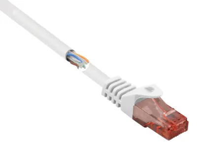 Renkforce RF-5044026 RJ45 omrežni kabel\, Patch kabel CAT 6 U/UTP 10.00 m bela z zaščitnim zapornim zatičem\, brez halogena 1 kos