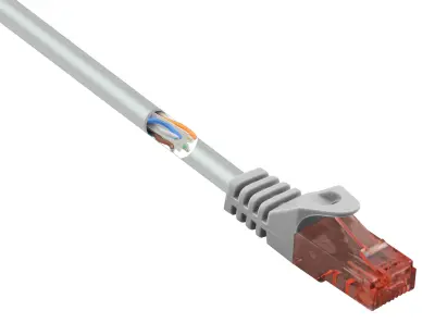 Renkforce RF-5047518 RJ45 omrežni kabel\, Patch kabel CAT 6 U/UTP 1.00 m siva z zaščitnim zapornim zatičem\, brez halogena 1 kos