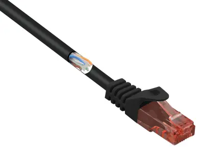 Renkforce RF-5043806 RJ45 omrežni kabel\, Patch kabel CAT 6 U/UTP 3.00 m črna z zaščitnim zapornim zatičem\, brez halogena 1 kos