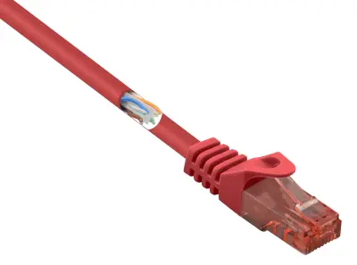 Renkforce RF-5047416 RJ45 omrežni kabel\, Patch kabel CAT 6 U/UTP 0.50 m rdeča z zaščitnim zapornim zatičem\, ognjevaren 1 kos