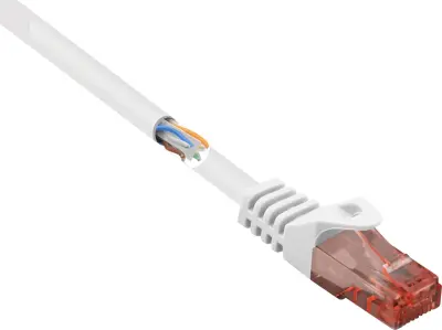Renkforce RF-5043884 RJ45 omrežni kabel\, Patch kabel CAT 6 U/UTP 2.00 m bela z zaščitnim zapornim zatičem\, brez halogena 1 kos