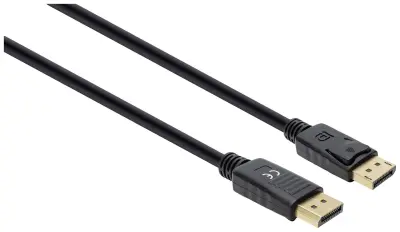 Manhattan DisplayPort kabel DisplayPort vtič, DisplayPort vtič 1 m črna 355582 trojno oklopljen, PVC plašč, pozlačeni konektorji DisplayPort kabel