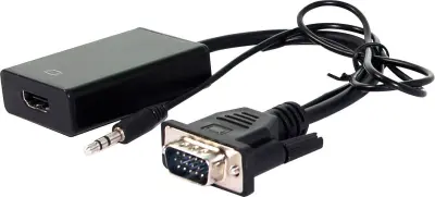Value VGA / HDMI adapterski kabel HDMI-A  vtičnica\, VGA 9-polna vtičnica\, klinken 3.5 mm vtičnica 0.15 m črna 12.99.3117  VGA kabel