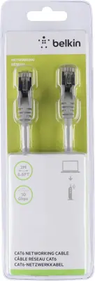 Belkin A3L981BT02M-H-S RJ45 omrežni kabel\, Patch kabel CAT 6 S/FTP 2.00 m siva z zaščitnim zapornim zatičem 1 kos