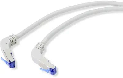 Renkforce RF-4892468 RJ45 omrežni kabel\, Patch kabel CAT 6a S/FTP 0.15 m siva 90° kotni navzdol 1 kos