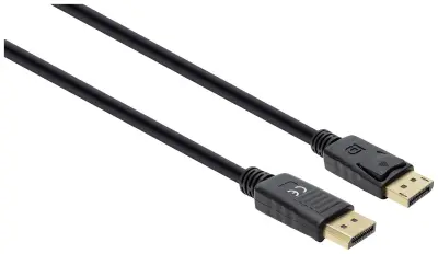 Manhattan DisplayPort kabel DisplayPort vtič, DisplayPort vtič 1 m črna 355568 trojno oklopljen, PVC plašč, pozlačeni konektorji DisplayPort kabel
