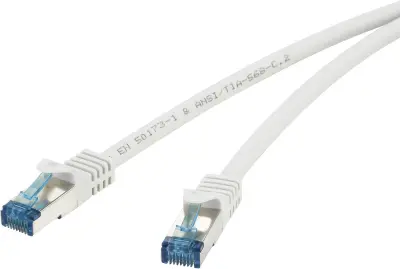 Renkforce RF-4145289 RJ45 omrežni kabel\, Patch kabel CAT 6a S/FTP 5.00 m siva z zaščitnim zapornim zatičem\, ognjevaren 1 kos