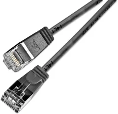 Slim Wirewin PKW-LIGHT-STP-K6 3.0 SW RJ45 omrežni kabel\, Patch kabel cat 6 U/FTP 3.00 m črna  1 kos