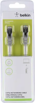 Belkin A3L793BT05M-H-S RJ45 omrežni kabel\, Patch kabel CAT 5e S/FTP 5.00 m siva z zaščitnim zapornim zatičem 1 kos