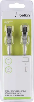 Belkin A3L793BT01M-H-S RJ45 omrežni kabel\, Patch kabel CAT 5e S/FTP 1.00 m siva z zaščitnim zapornim zatičem 1 kos