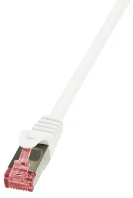 LogiLink CQ2061S RJ45 omrežni kabel\, Patch kabel CAT 6 S/FTP 3.00 m bela ognjevaren\, z zaščitnim zapornim zatičem 1 kos