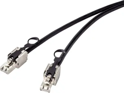 Renkforce RF-4538228 RJ45 omrežni kabel\, Patch kabel CAT 6a S/FTP 1.00 m črna z vlečnim obročem za odklepanje 1 kos