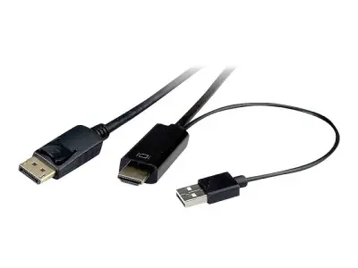 Roline HDMI / DisplayPort / USB priključni kabel DisplayPort  vtič\, HDMI-A  vtič\, USB-A vtič 3.00 m črna 11.04.5993 zaščiten HDMI kabel