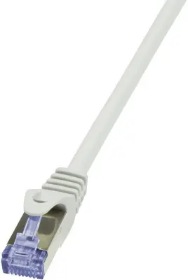 LogiLink CQ3021S RJ45 omrežni kabel\, Patch kabel CAT 6a S/FTP 0.50 m bela ognjevaren\, z zaščitnim zapornim zatičem 1 kos