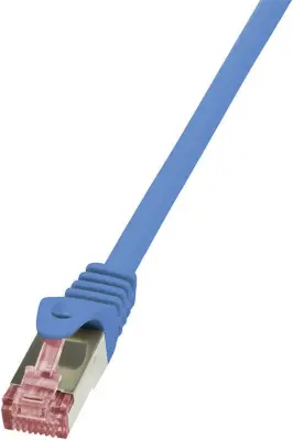LogiLink CQ2046S RJ45 omrežni kabel\, Patch kabel CAT 6 S/FTP 1.50 m modra ognjevaren\, z zaščitnim zapornim zatičem 1 kos