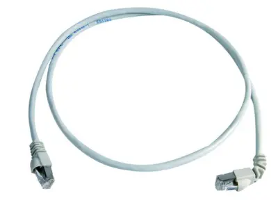 Telegärtner L00003A0119 RJ45 omrežni kabel\, Patch kabel CAT 6a S/FTP 5.00 m siva ognjevaren\, z zaščitnim zapornim zatičem 1 kos