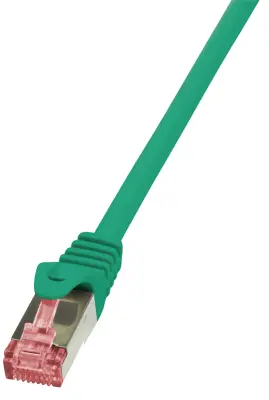 LogiLink CQ2045S RJ45 omrežni kabel\, Patch kabel CAT 6 S/FTP 1.50 m zelena ognjevaren\, z zaščitnim zapornim zatičem 1 kos