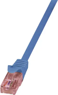 LogiLink CQ2066U RJ45 omrežni kabel\, Patch kabel CAT 6 U/UTP 3.00 m modra ognjevaren\, z zaščitnim zapornim zatičem 1 kos