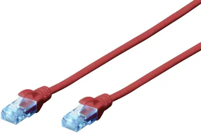 Digitus DK-1512-030/R RJ45 omrežni kabel\, Patch kabel CAT 5e U/UTP 3.00 m rdeča zviti pari 1 kos