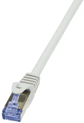 LogiLink CQ3012S RJ45 omrežni kabel\, Patch kabel CAT 6a S/FTP 0.25 m siva ognjevaren\, z zaščitnim zapornim zatičem 1 kos