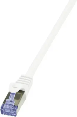 LogiLink CQ4011S RJ45 omrežni kabel\, Patch kabel  S/FTP 0.25 m bela pozlačeni konektorji\, ognjevaren\, z zaščitnim zapornim zatičem 1 kos