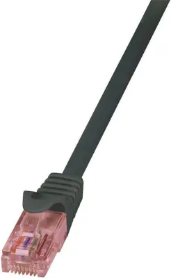LogiLink CQ2013U RJ45 omrežni kabel\, Patch kabel CAT 6 U/UTP 0.25 m črna ognjevaren\, z zaščitnim zapornim zatičem 1 kos