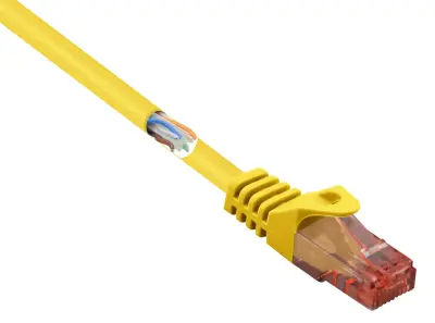 Renkforce  RJ45 omrežni kabel\, Patch kabel CAT 6 U/UTP 0.50 m rumena z zaščitnim zapornim zatičem\, brez halogena 1 kos